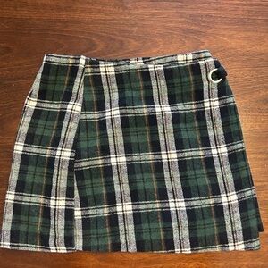 Blue Rain Green and Black Plaid Mini Skirt